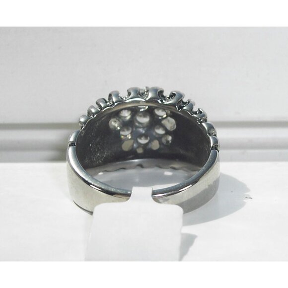 STAINLESS STEEL Men's Cubic Zirconia Cluster Nugget Ring - Picture 8 of 14